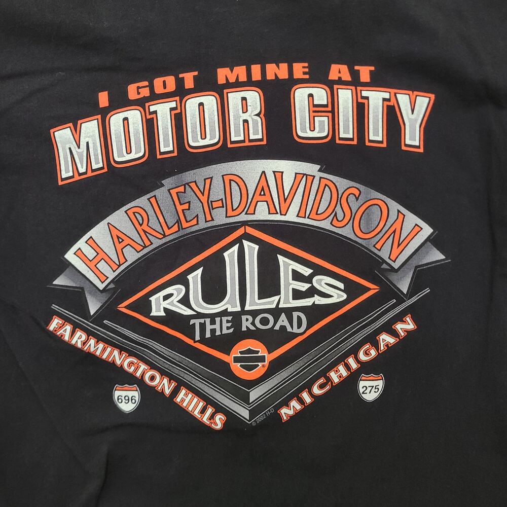 Harley Davidson Shirt Mens Medium Motor City Farmington Hills MI 2002 Licensed